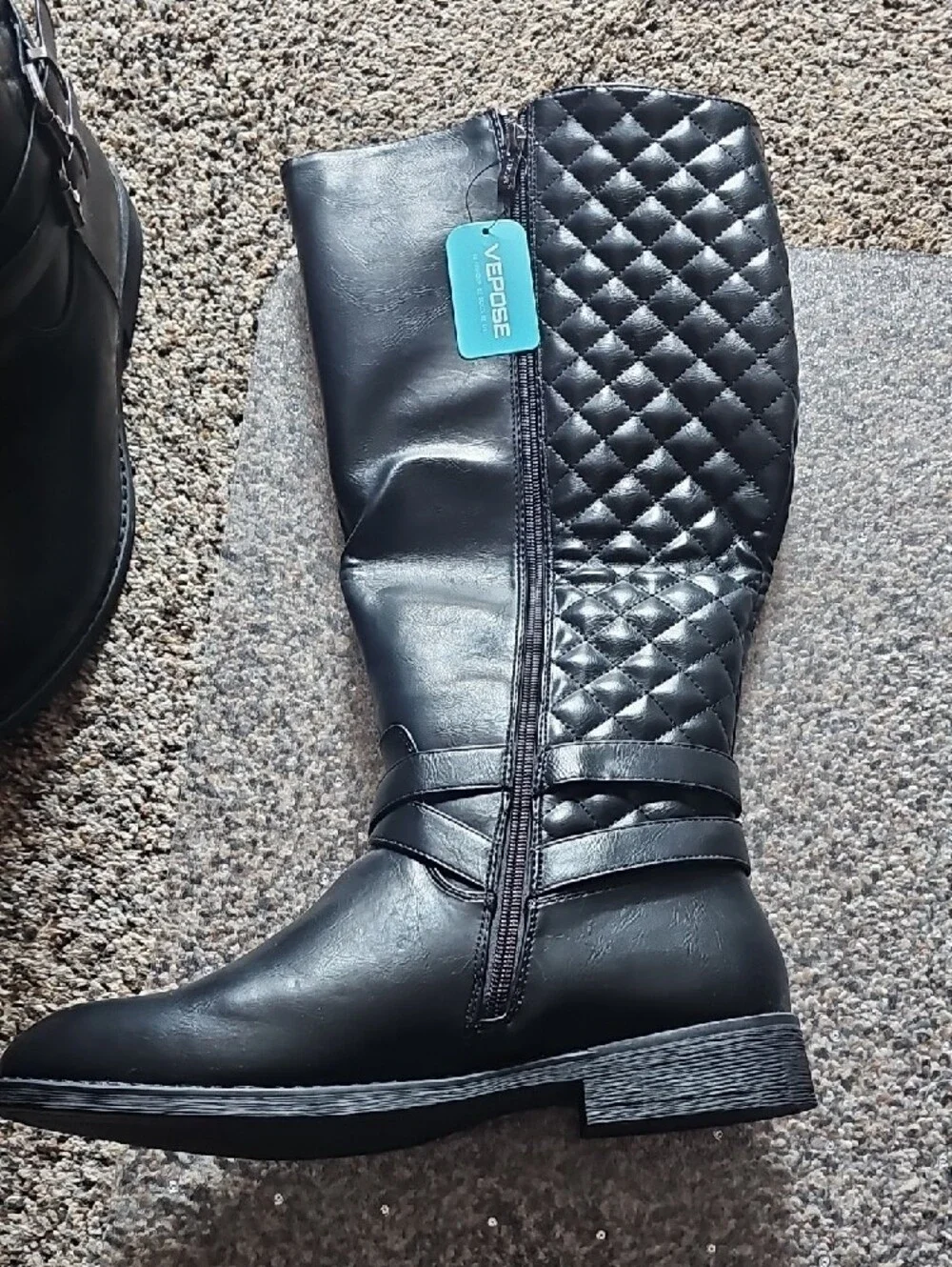 Vepose Black Over-the-Knee Riding Boots